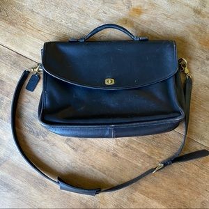 black minimalist COACH briefcase / bag